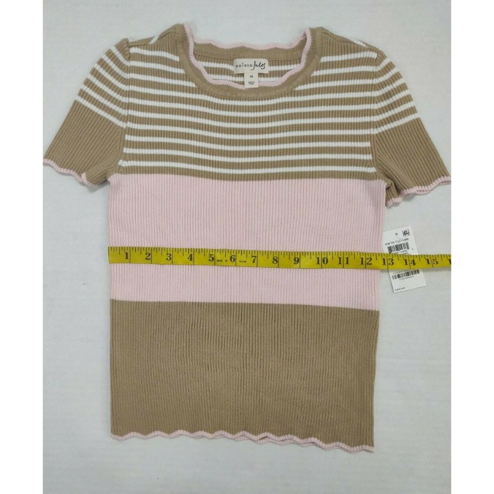 Maison Jules Womens Top XS Beige London Printed - Picture 11 of 15